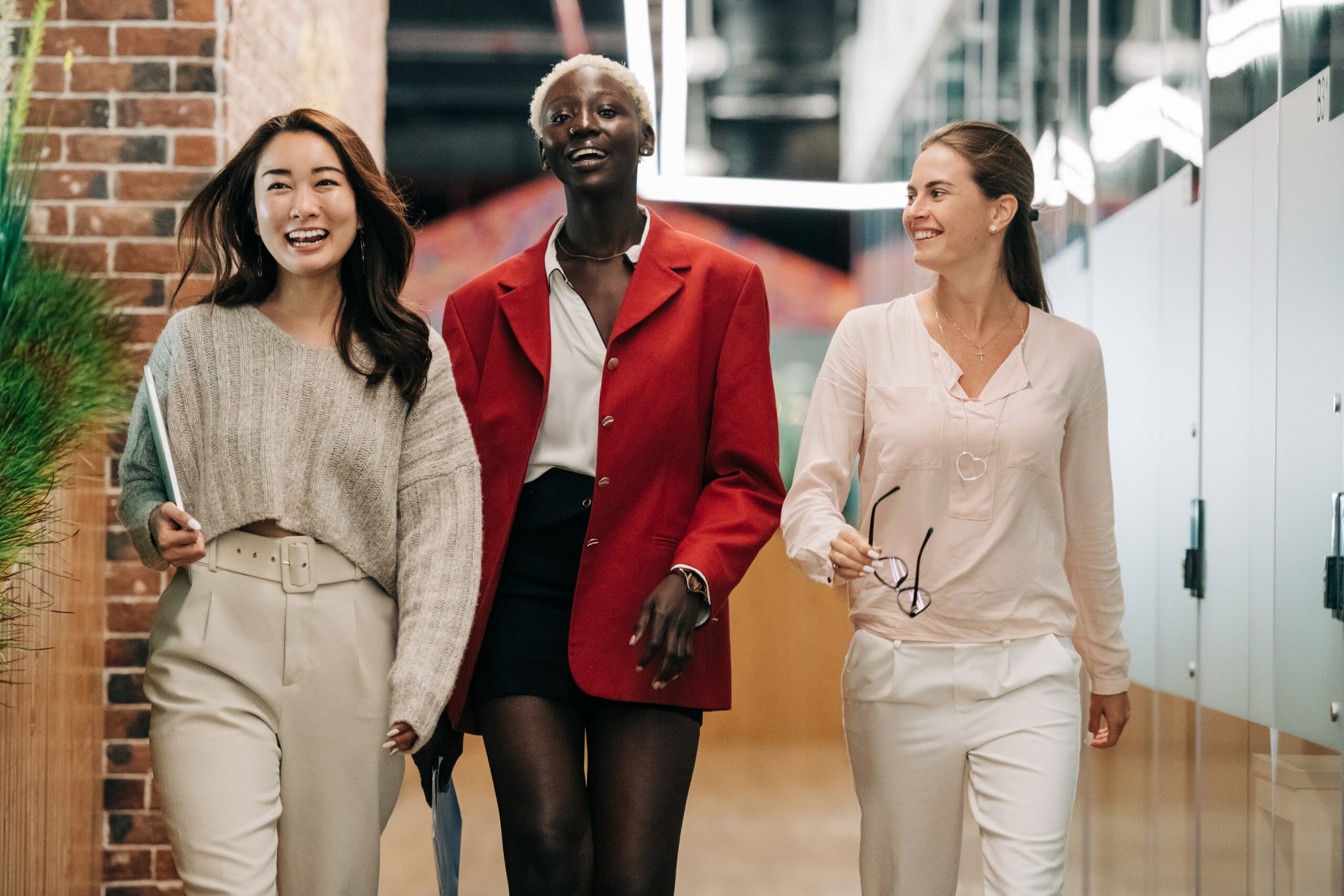 Three women walking together