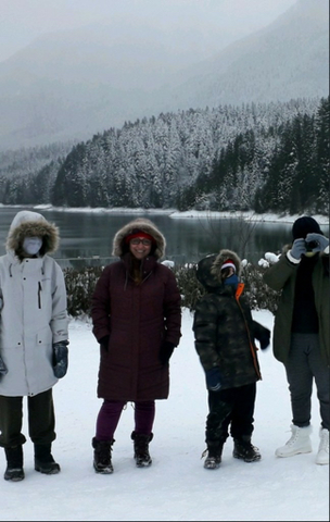 tila, wife and kids enjoying the snow in Canada